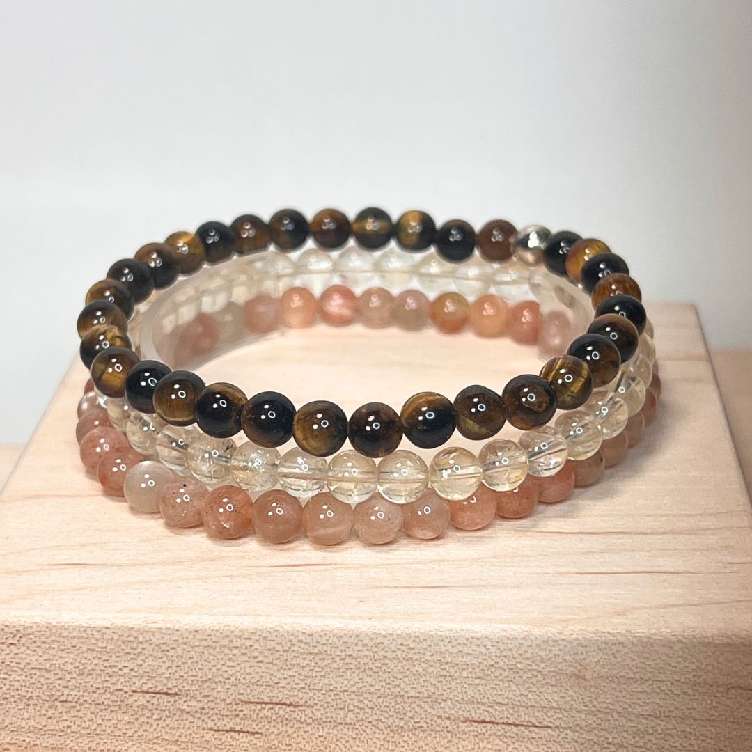 ♌Leo Zodiac Bracelet Set – Citrine, Sunstone & Tiger’s Eye