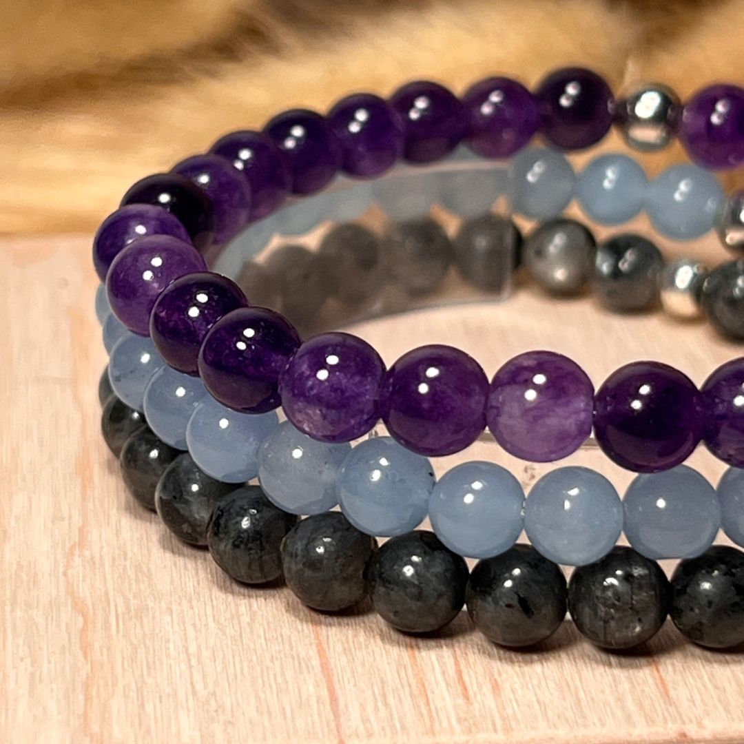 Aquarius Zodiac Bracelet Set – Amethyst, Aquamarine & Labradorite - Image 6