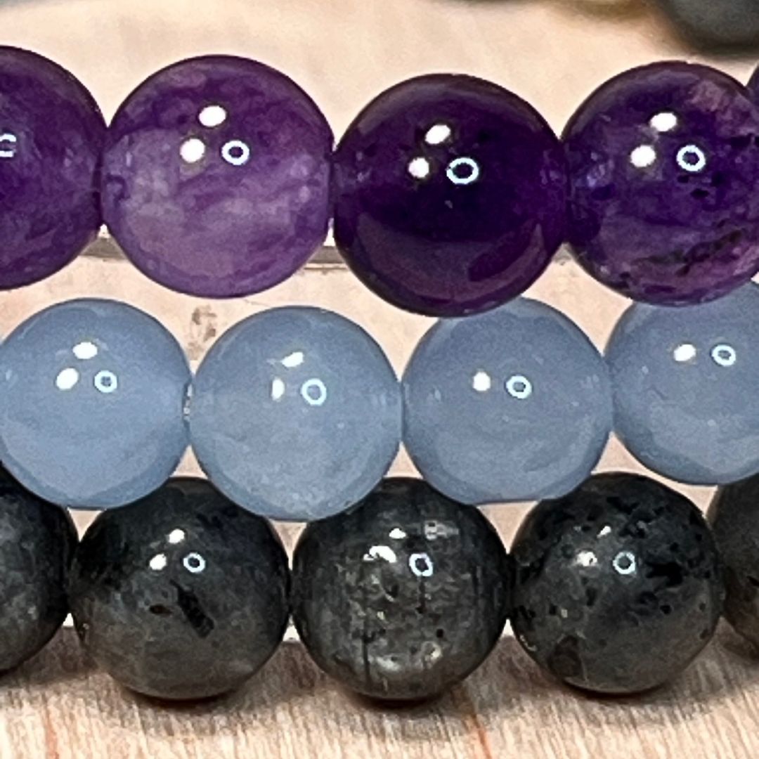 Aquarius Zodiac Bracelet Set – Amethyst, Aquamarine & Labradorite - Image 5