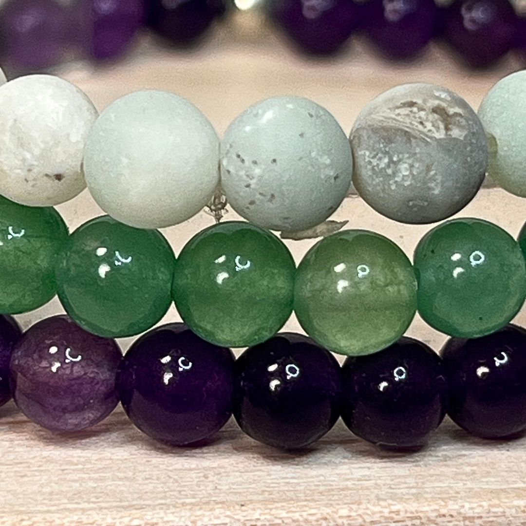 ♍Virgo Zodiac Bracelet Set – Amethyst, Aventurine & Amazonite - Image 11